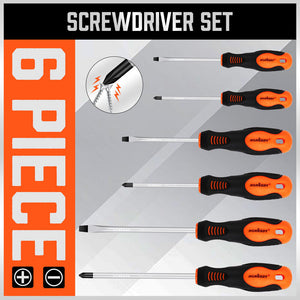 HORUSDY Magnetic Screwdriver Set | 6-Piece | Non-Slip Handle | Phillips & Slotted Tools