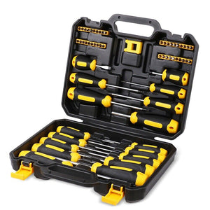Magnetic Screwdriver Set | 57-Piece | Slotted Phillips Hex Pozidriv Torx Key Bits | Hand Tool Kit