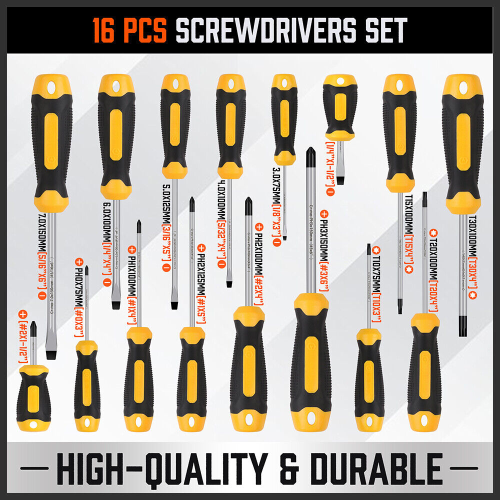 Magnetic Screwdriver Set | 57-Piece | Slotted Phillips Hex Pozidriv Torx Key Bits | Hand Tool Kit