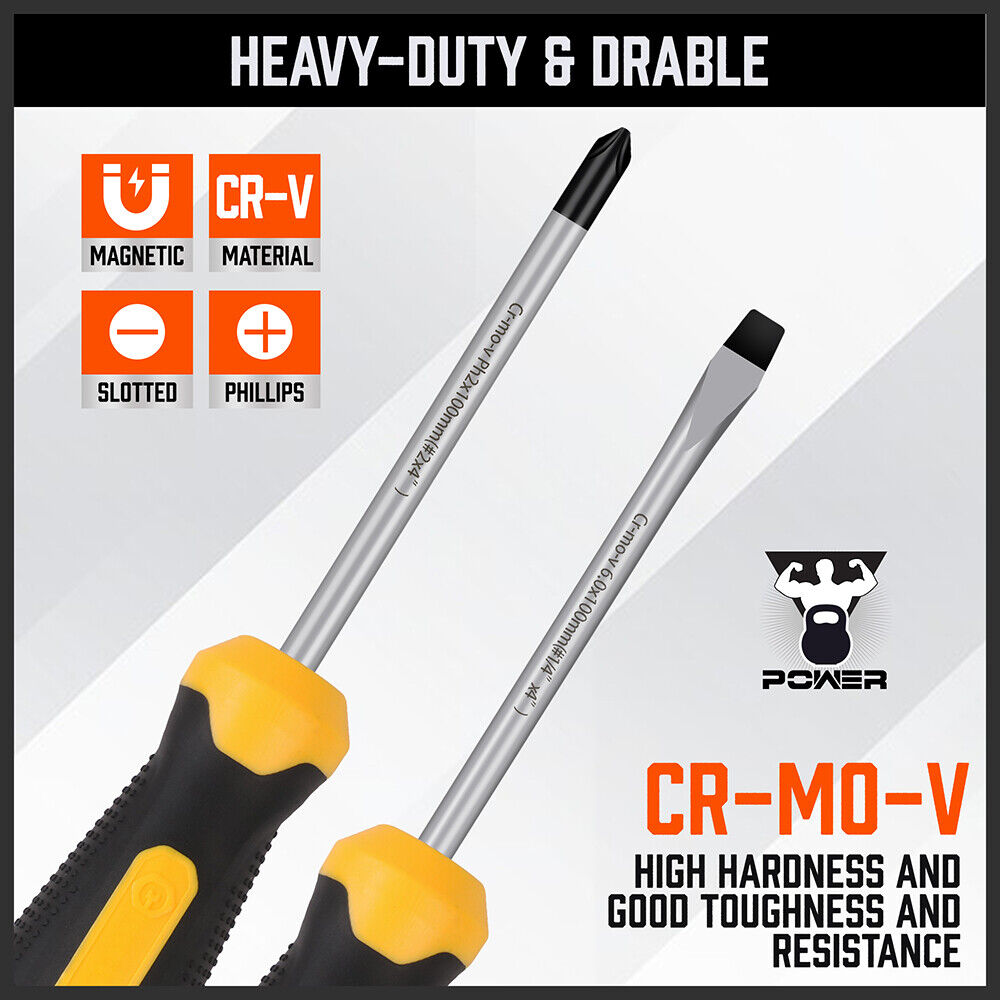 Magnetic Screwdriver Set | 57-Piece | Slotted Phillips Hex Pozidriv Torx Key Bits | Hand Tool Kit