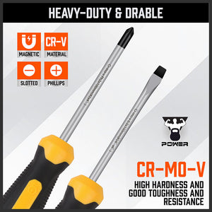 Magnetic Screwdriver Set | 57-Piece | Slotted Phillips Hex Pozidriv Torx Key Bits | Hand Tool Kit