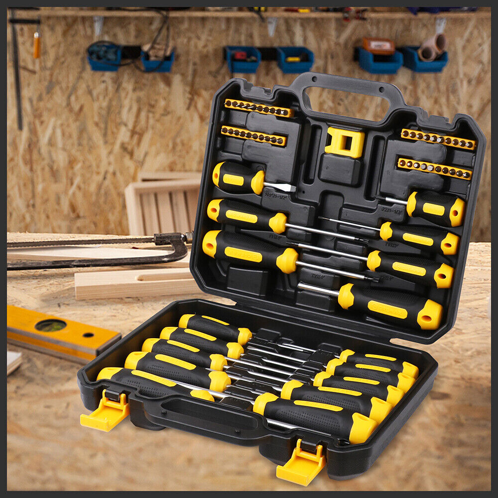 Magnetic Screwdriver Set | 57-Piece | Slotted Phillips Hex Pozidriv Torx Key Bits | Hand Tool Kit