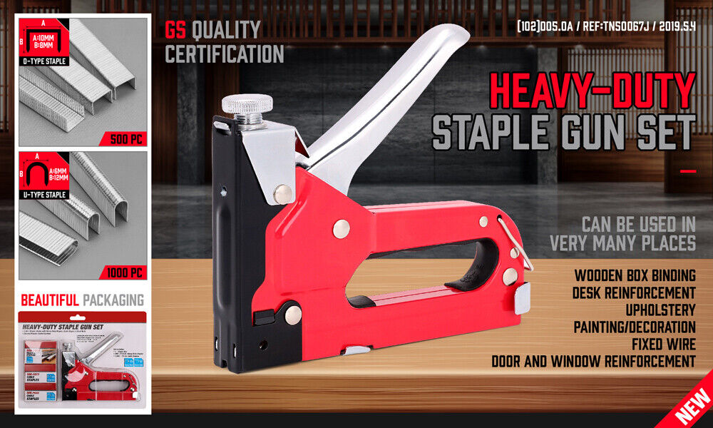 Heavy Duty Staple Gun Set | 2-in-1 Stapler | 1500 Staples Included | Tacker Hand Fastener Tool