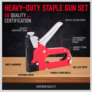 Heavy Duty Staple Gun Set | 2-in-1 Stapler | 1500 Staples Included | Tacker Hand Fastener Tool
