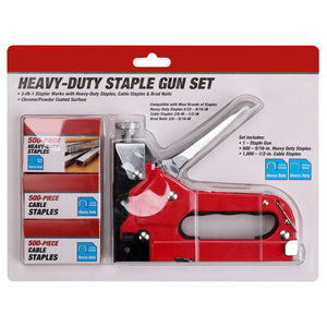 Heavy Duty Staple Gun Set | 2-in-1 Stapler | 1500 Staples Included | Hand Tacker Fastener Tool