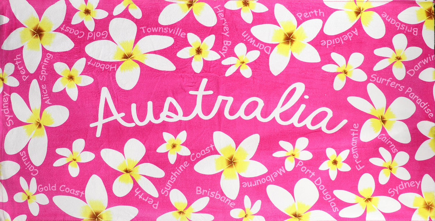100% Cotton | Australian Souvenir Aussie Kangaroos Flag Soft Beach Bath Towel | Gift | Aussie Blossom