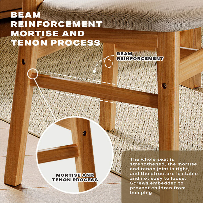 Dining Chairs | Kitchen Chair | Natural Wood | Linen Fabric | Cafe Lounge Chairs