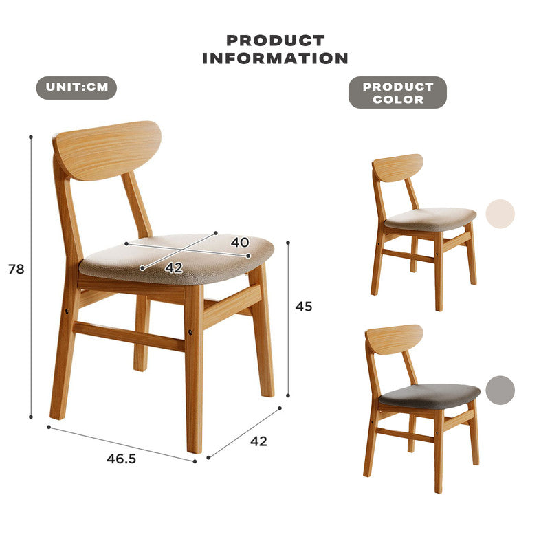 Dining Chairs | Kitchen Chair | Natural Wood | Linen Fabric | Cafe Lounge Chairs