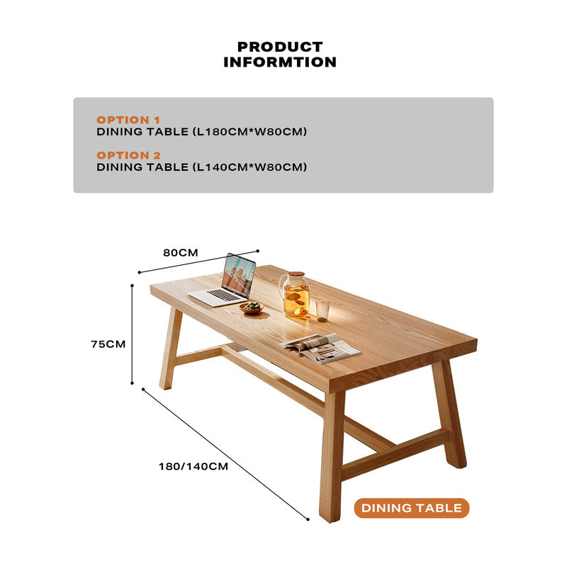 1.4M Solid Wood Dining Table | Square Dining Table | Kitchen Furniture