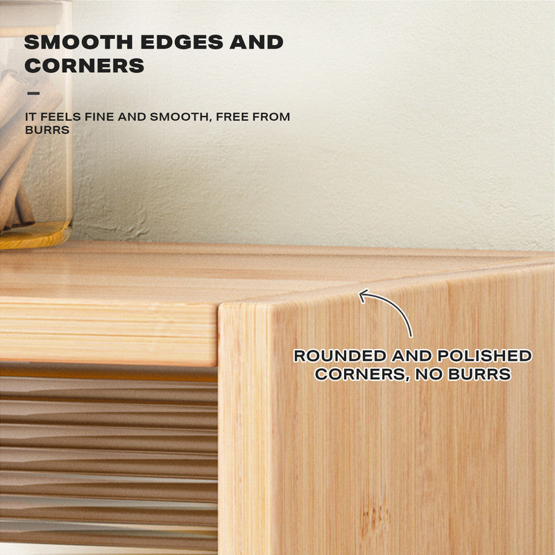 Bamboo Dustproof Cup Storage Cabinet | Sliding Acrylic Door | Stylish & Space-Saving Organizer
