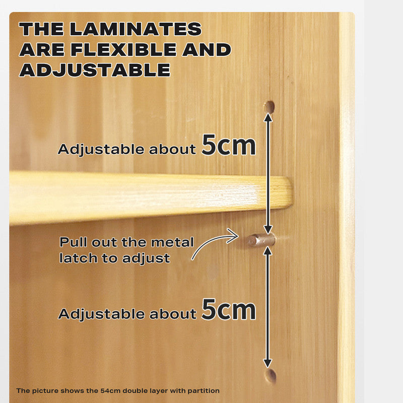 Bamboo Dustproof Cup Storage Cabinet | Sliding Acrylic Door | Stylish & Space-Saving Organizer