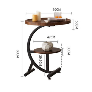 2 Tier End Table | Sofa Side End Table | Round Nightstand with Sturdy Metal Frame