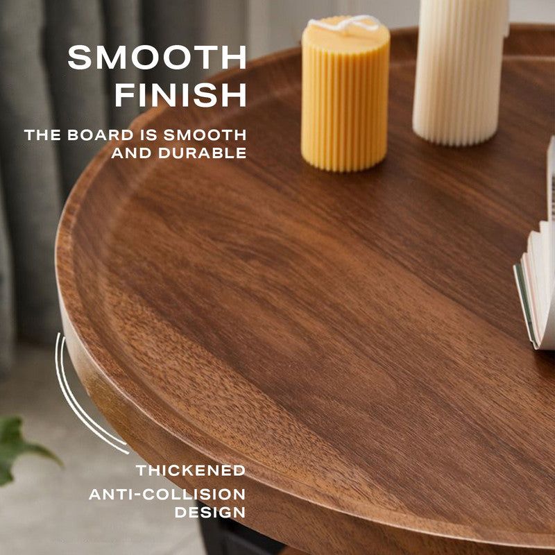 2 Tier End Table | Sofa Side End Table | Round Nightstand with Sturdy Metal Frame