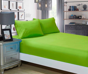 1000TC Ultra Soft Fitted Sheet & 2 Pillowcases Set | Double Size | Green
