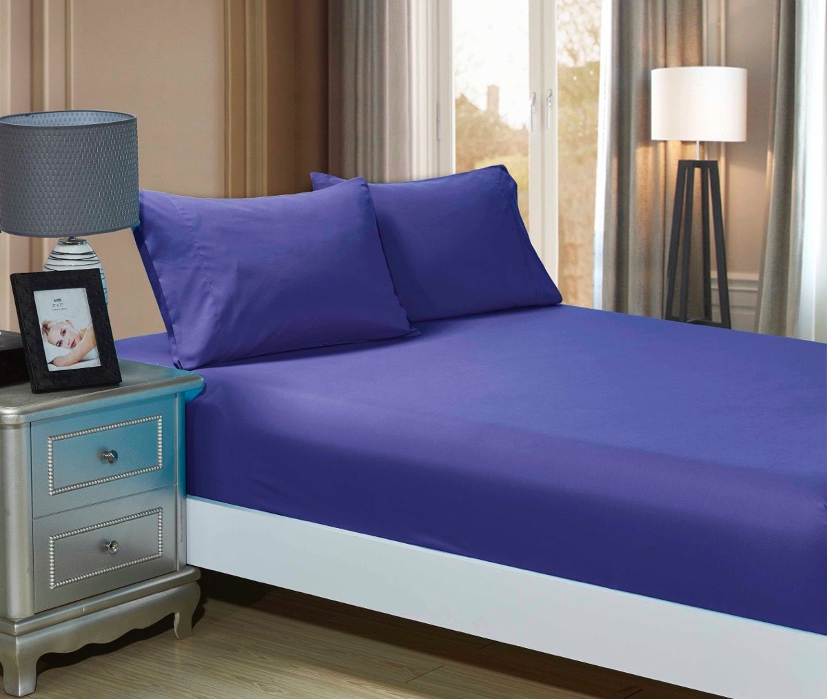1000TC Ultra Soft Fitted Sheet & 2 Pillowcases Set | King Size | Royal Blue