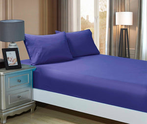 1000TC Ultra Soft Fitted Sheet & 2 Pillowcases Set | King Size | Royal Blue