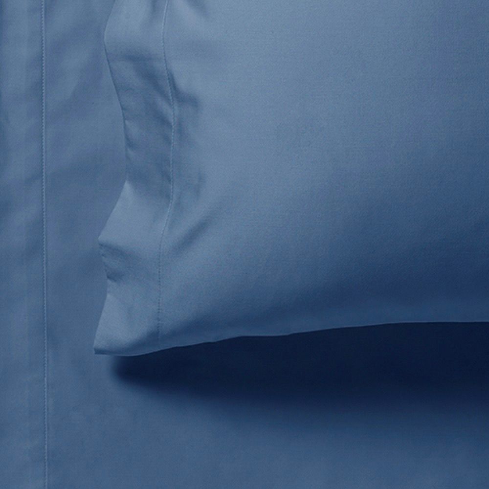 1000TC King Size Bed Soft Flat & Fitted Sheet Set | Greyish Blue