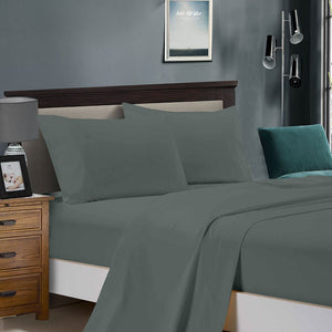 1000TC Ultra Soft Bed Sheet Set | King Single Size | Charcoal | Flat & Fitted
