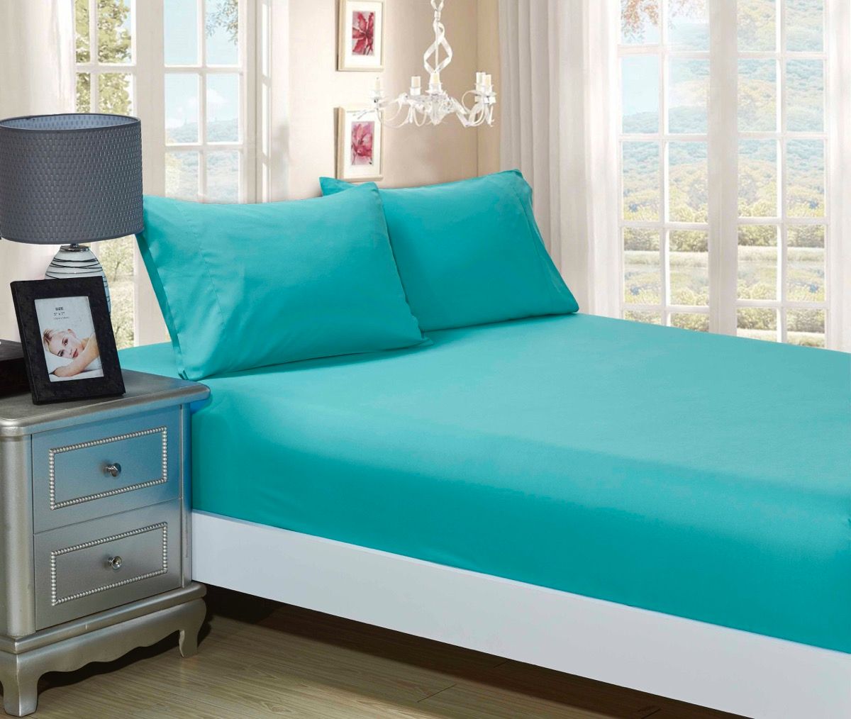 1000TC Ultra Soft Fitted Sheet & 2 Pillowcases Set | Queen Size | Teal
