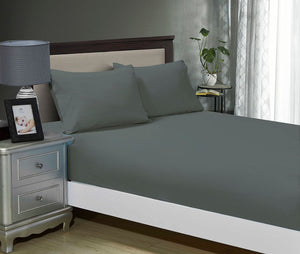 1000TC Ultra Soft Fitted Sheet & 2 Pillowcases Set | Queen Size Bed | Charcoal