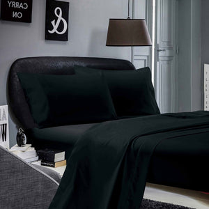 1000TC Ultra Soft Bed Sheet Set | Queen Size | Black | Flat & Fitted