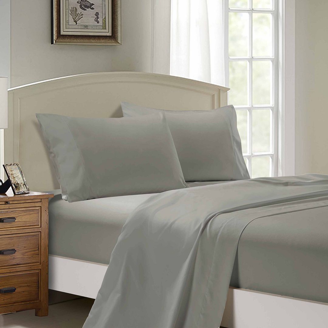 1000TC Ultra Soft Bed Sheet Set | Queen Size | Grey | Flat & Fitted