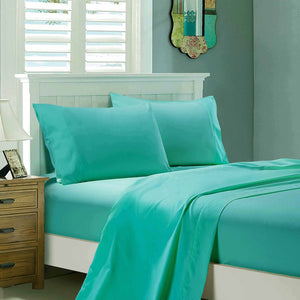 1000TC Ultra Soft Bed Sheet Set | Queen Size | Teal | Flat & Fitted