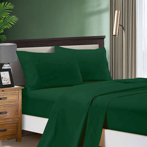1000TC Ultra Soft Bed Sheet Set | Queen Size | Dark Green | Flat & Fitted