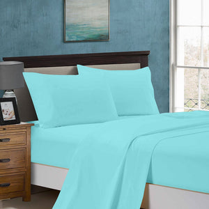 1000TC Queen Size Bed Soft Flat & Fitted Sheet Set | Aqua