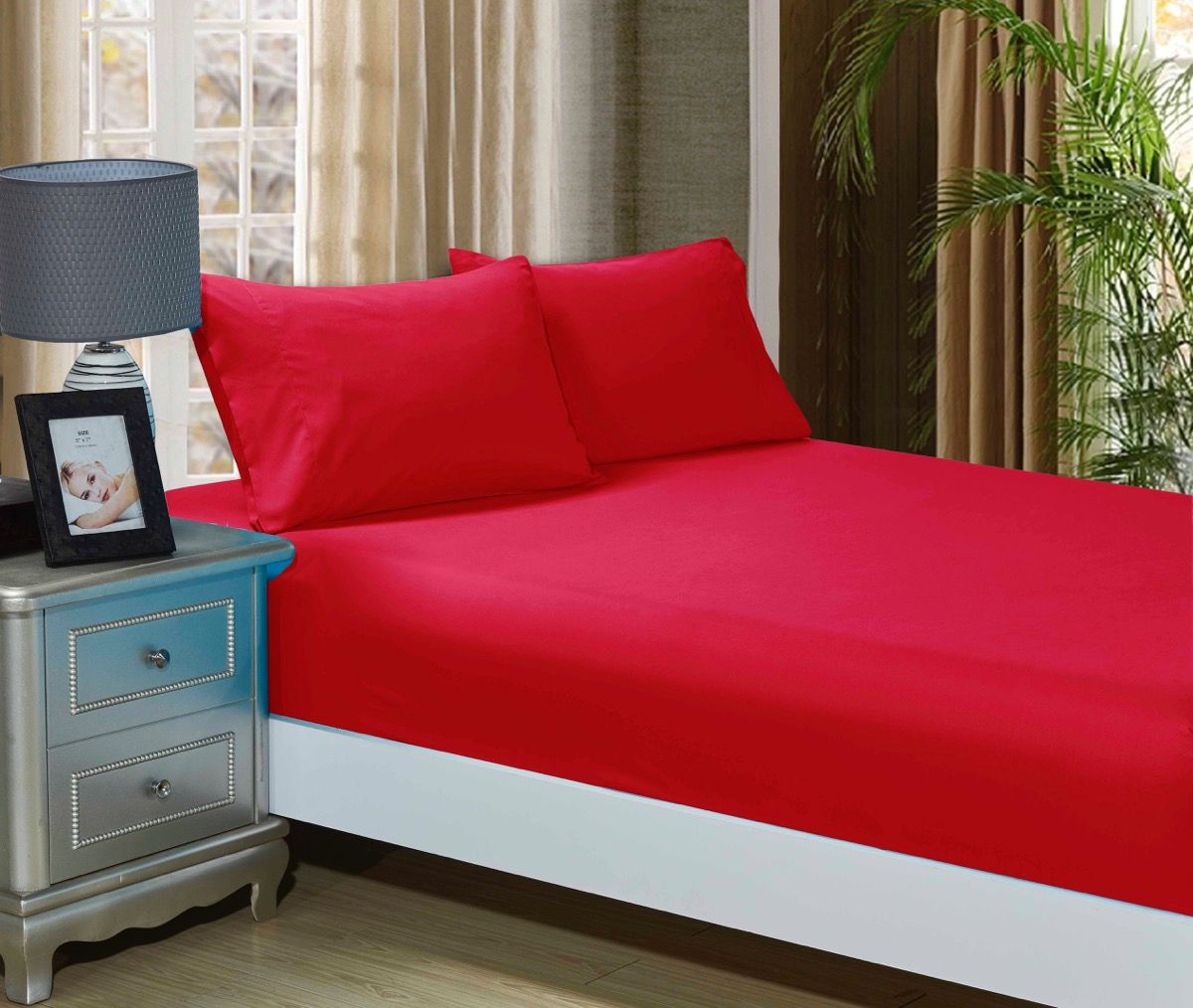 1000TC Ultra Soft Fitted Sheet & Pillowcase Set | Single Size | Red