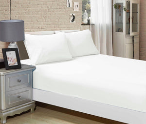 1000TC Ultra Soft Fitted Sheet & 2 Pillowcases Set | Super King Size | White