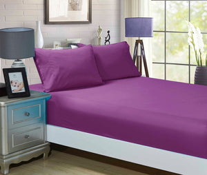 1000TC Ultra Soft Fitted Sheet & 2 Pillowcases Set | Super King Size | Purple