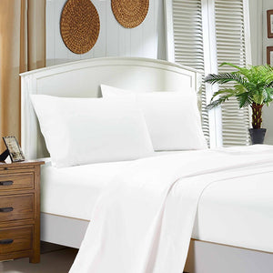 1000TC Ultra Soft Bed Sheet Set | Super King Size | White | Flat & Fitted