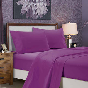 1000TC Ultra Soft Bed Sheet Set | Super King Size | Purple | Flat & Fitted