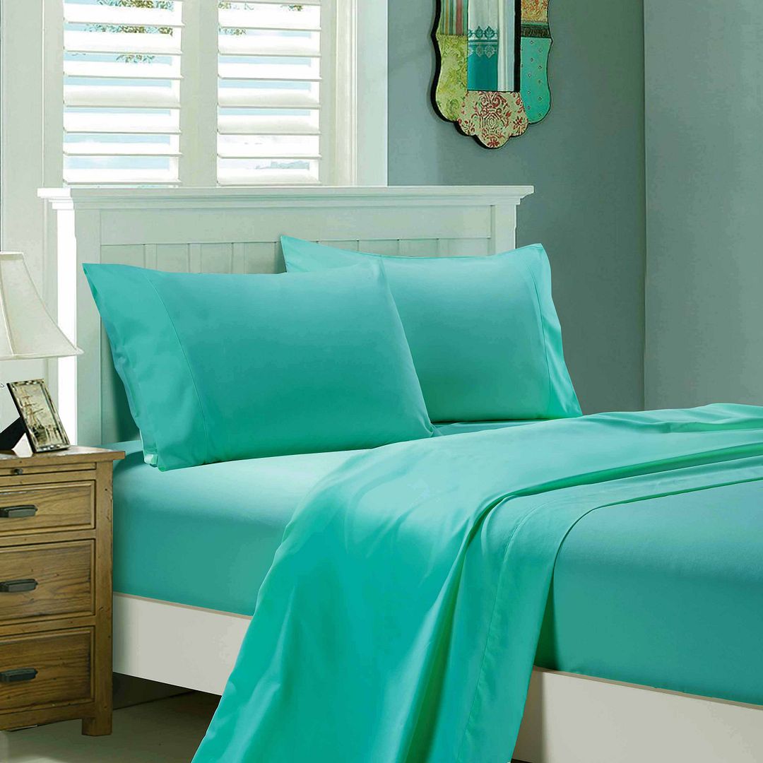 1000TC Ultra Soft Bed Sheet Set | Single Size | Teal | Flat & Fitted