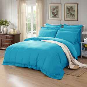 1000TC | Tailored | Double Size | Light Blue | Duvet Quilt Cover Set