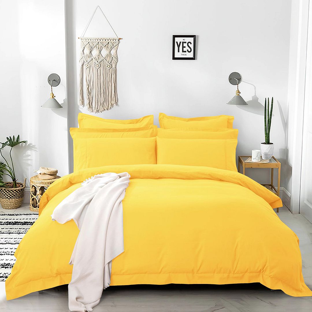 1000TC | Tailored | Ultra Soft | Double Size | Yellow | Duvet Quilt Cover Set