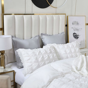 Ruffles Textured Jacquard | King Size | White | Duvet Quilt Cover Set
