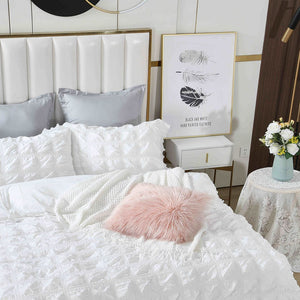 Ruffles Textured Jacquard | King Size | White | Duvet Quilt Cover Set