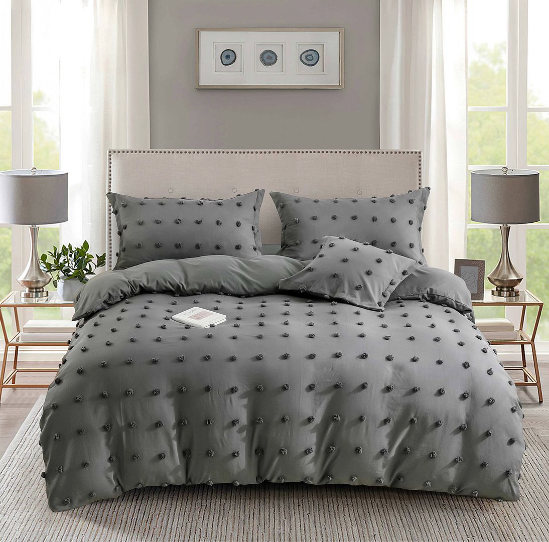 Tufted Dot Jacquard | Queen Size | Grey | Duvet Quilt Cover Set