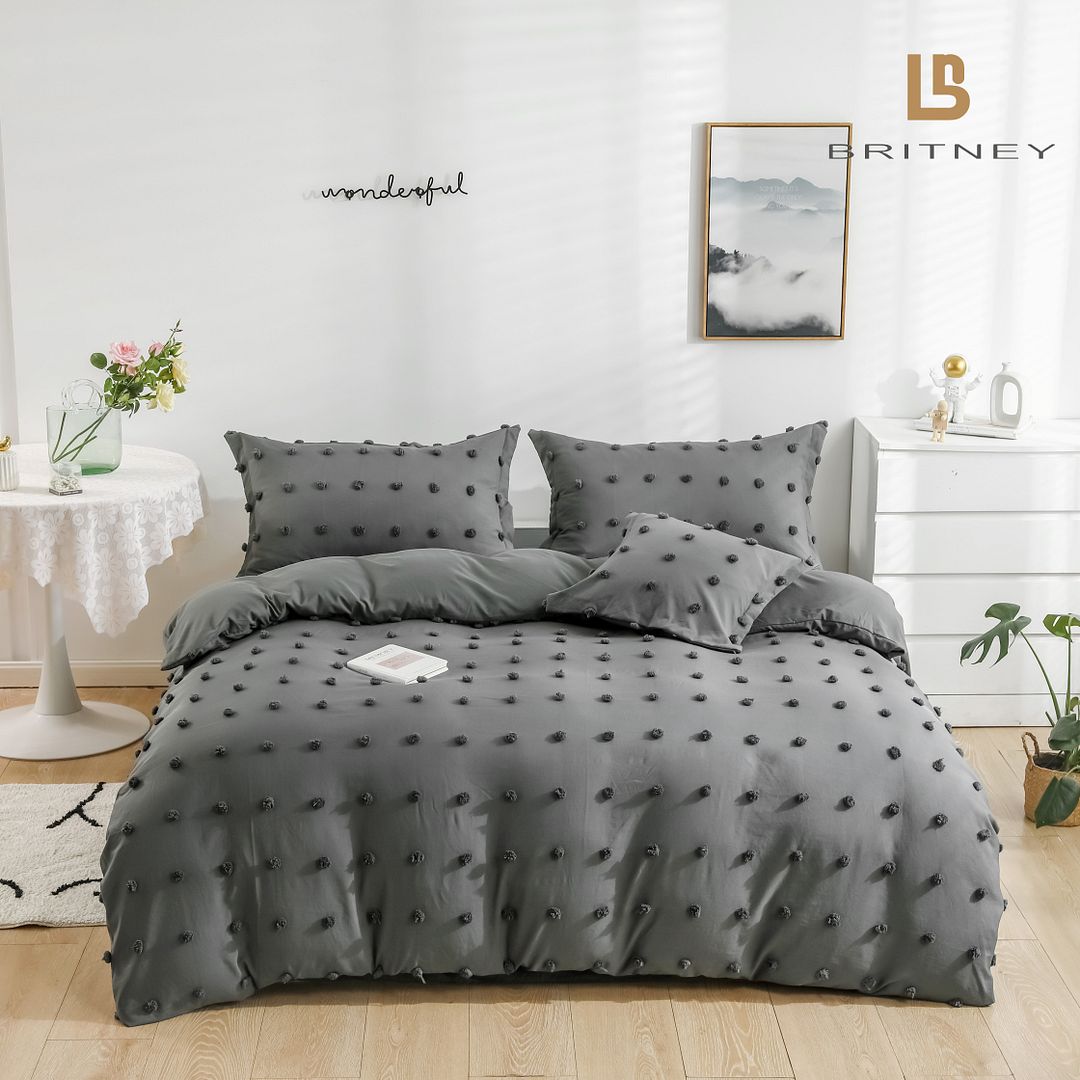 Tufted Dot Jacquard | Queen Size | Grey | Duvet Quilt Cover Set