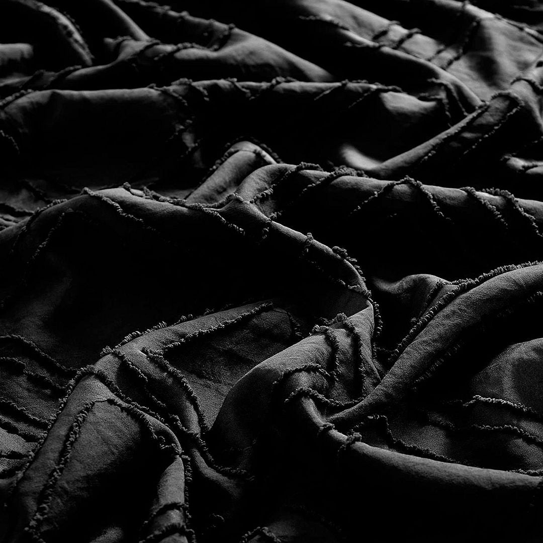 Tufted Textured Jacquard | King Size | Black | Duvet Quilt Cover Set