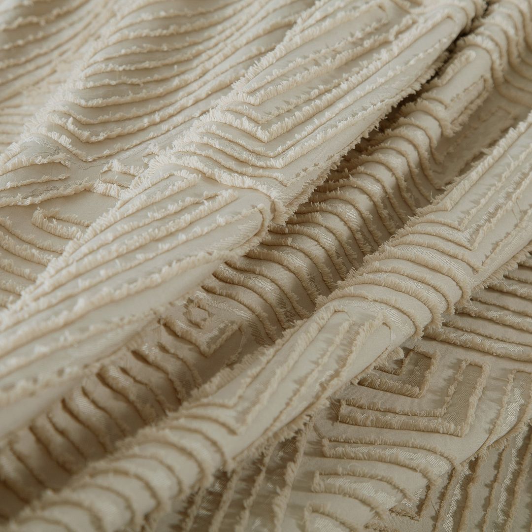 Tufted Textured Jacquard Quilt Cover Set | Beige | Super King Size