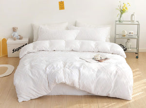 Tufted Diamond Jacquard | Super King Size | White | Duvet Quilt Cover Set