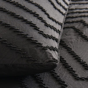Tufted Boho Wave Jacquard | King Size | Black | Duvet Quilt Cover Set