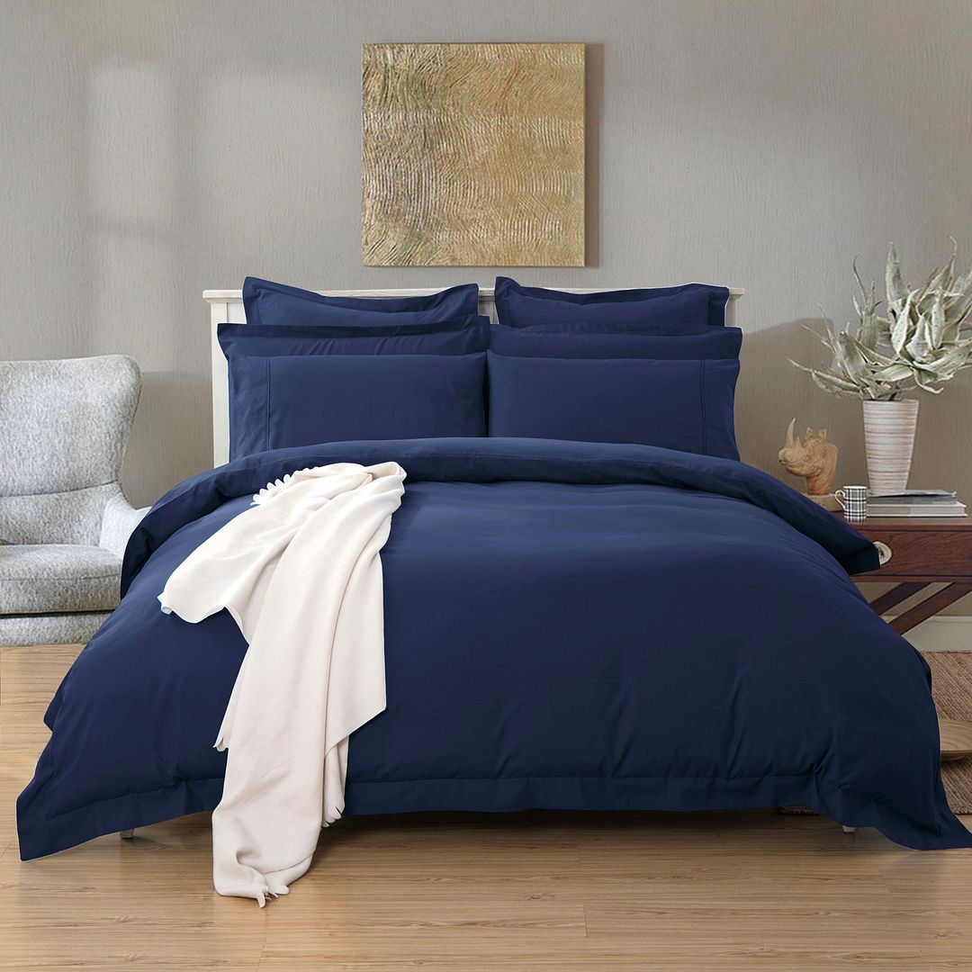 1000TC Tailored | King Size | Quilt/Duvet Cover Set | Midnight Blue