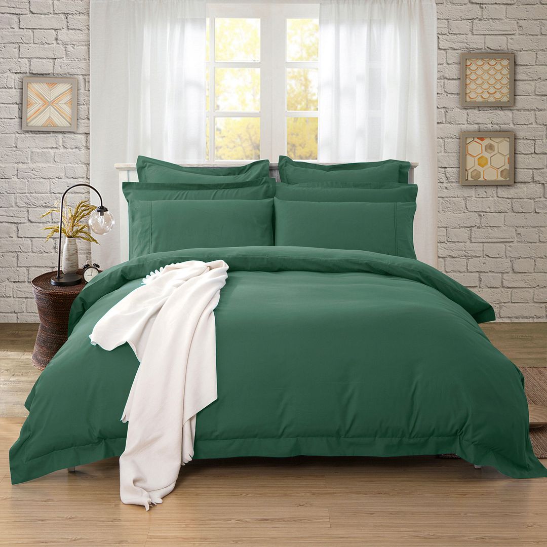 1000TC Tailored | King Size | Quilt/Duvet Cover Set | Dark Green