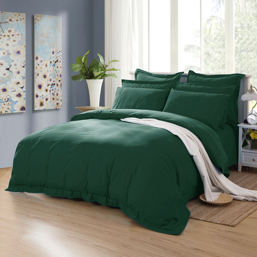 1000TC Tailored | King Size | Quilt/Duvet Cover Set | Dark Green