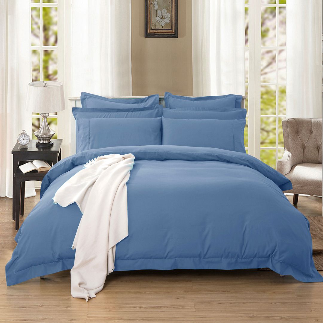 1000TC Tailored | King Size | Quilt/Duvet Cover Set | Greyish Blue