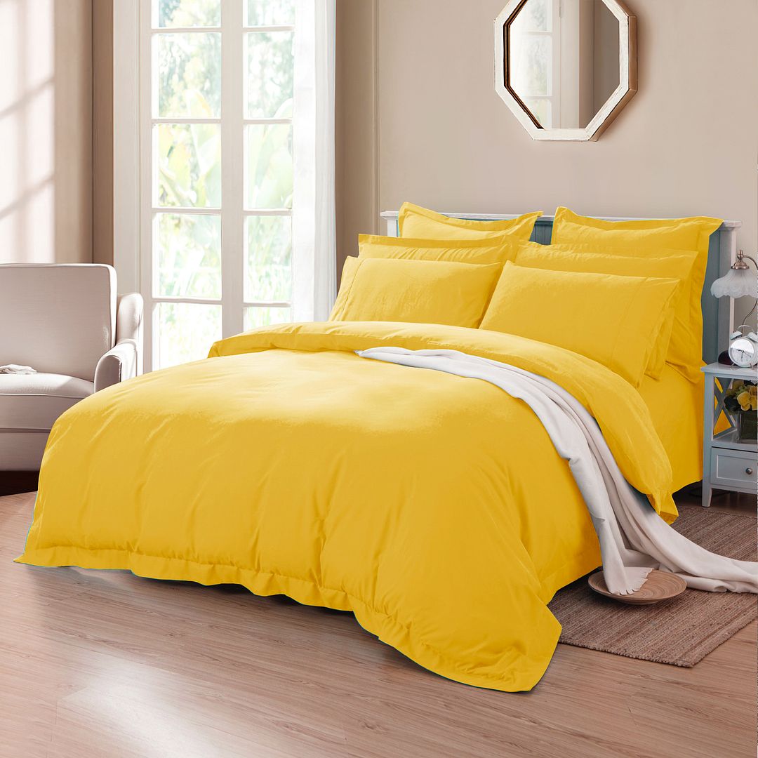 1000TC | Tailored | Ultra Soft | King Size | Yellow | Duvet Quilt Cover Set